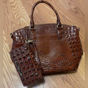 Pecan Melbourne Crocodile-Embossed Duxbury Satchel and Wallet by Brahmin